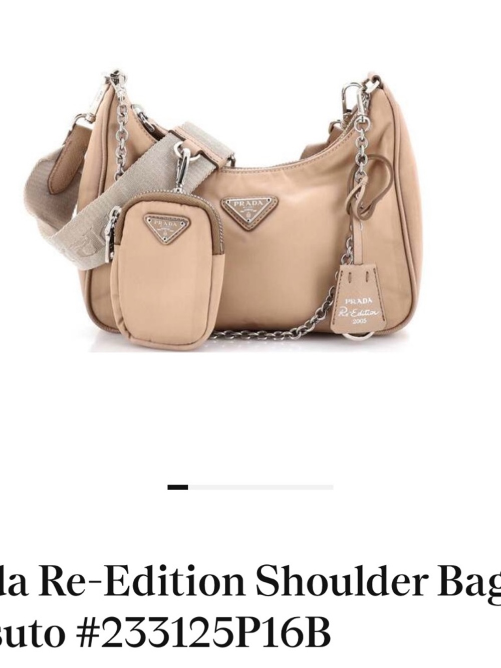 Prada Shoulder Bag in Beige with Silver Hardware